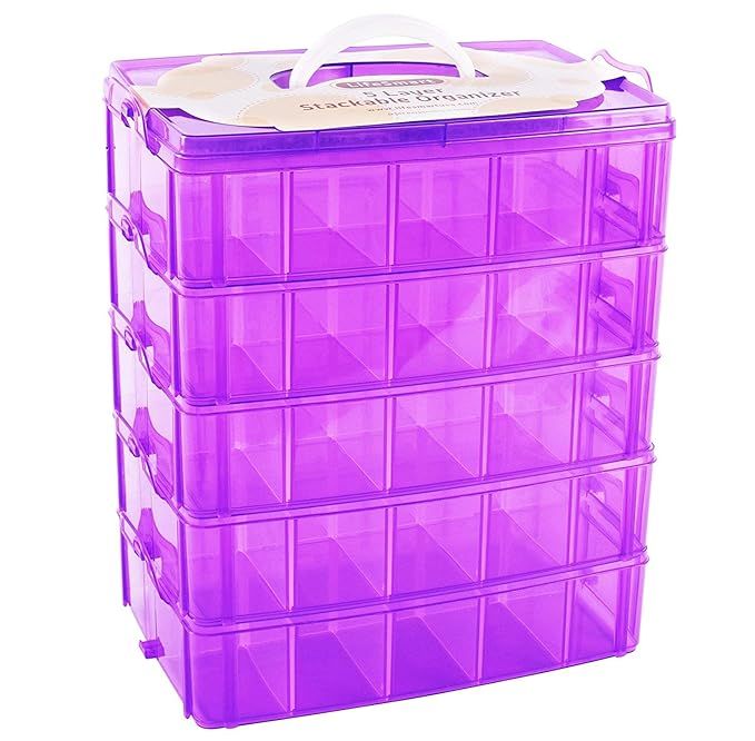 LifeSmart USA Stackable Storage Container Purple 50 Adjustable Compartments Compatible with Lego ... | Amazon (US)