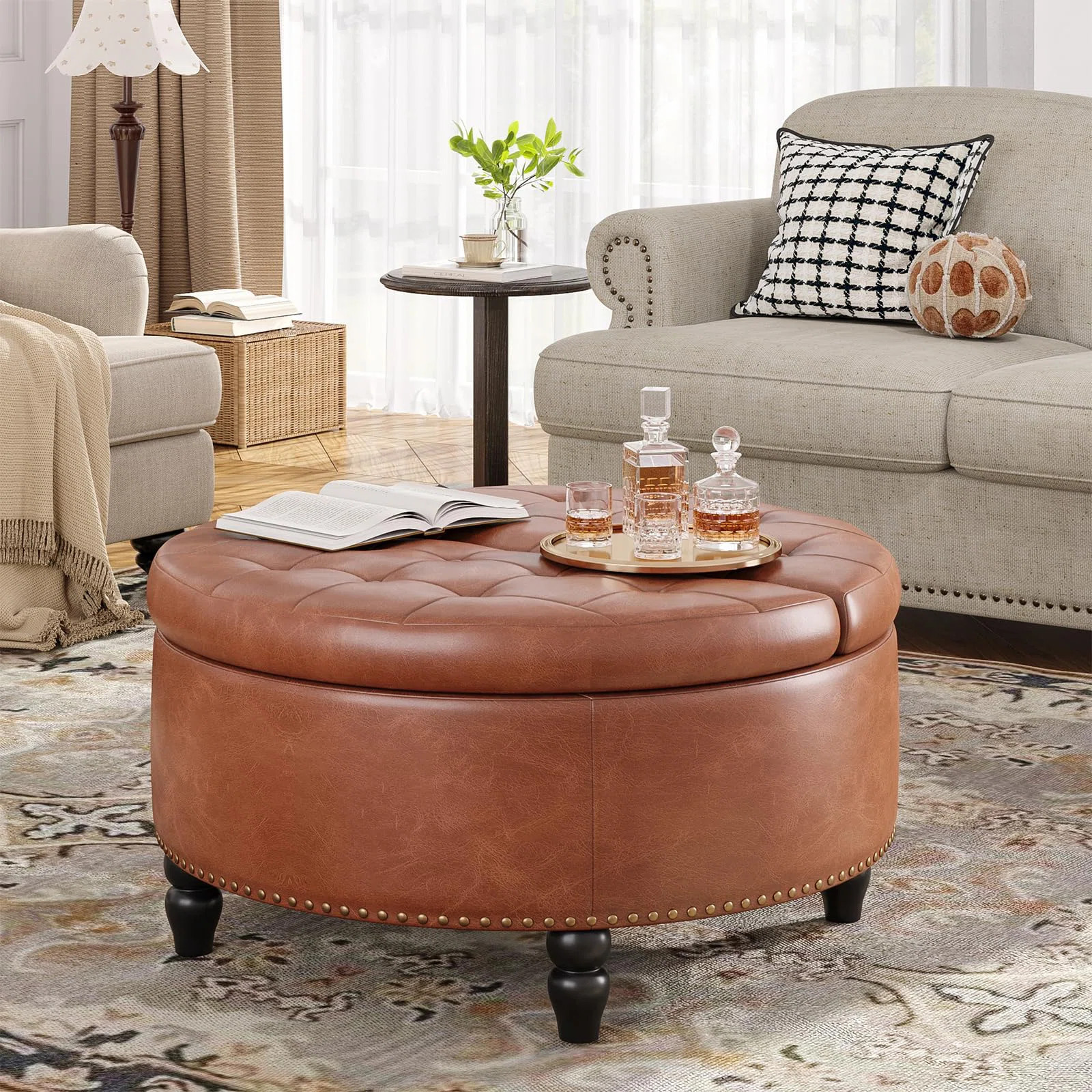 Round Ottoman With Storage & Lift Top | Wayfair North America