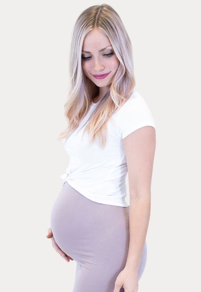 White Maternity Crop Top with Short Sleeves - Sexy Mama Maternity | Sexy Mama Maternity