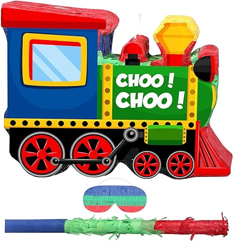 Shappy 3D Train Piñata Red Motorcycle Piñata Small Race Car Birthday Decor with Blindfold Stick... | Amazon (US)