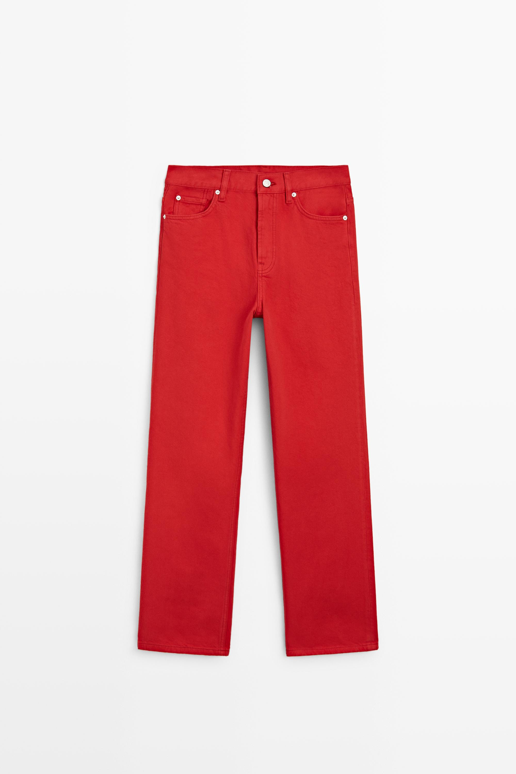 Straight-leg high-waist jeans | Massimo Dutti UK