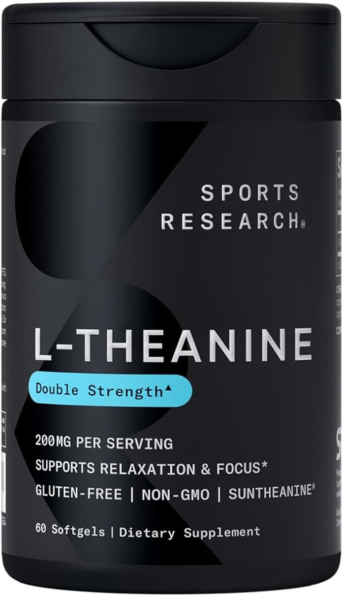 Sports Research Double Strength L-Theanine Supplement - Suntheanine Softgels for Focus, Relaxatio... | Amazon (US)