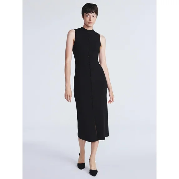 Scoop Women's and Women’s Plus Button Front Midi Sweater Dress, Sizes XS-4X | Walmart (US)