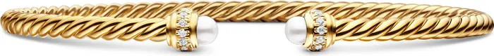 Cablespira® Bracelet in 18K Gold with Pearls & Pavé Diamonds, 3mm | Nordstrom