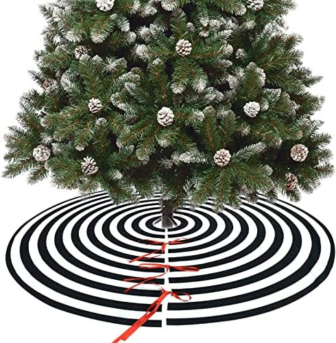 AHOOCUSTOM Black and White Annual Ring 48 inch Christmas Tree Skirt, Rustic Farmhouse Large Lollipop | Amazon (US)