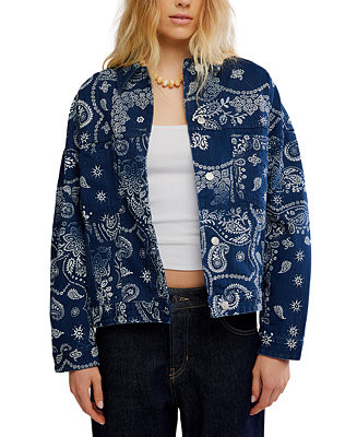 Women's Opal Swing Printed Denim Button-Front Jacket | Macy's