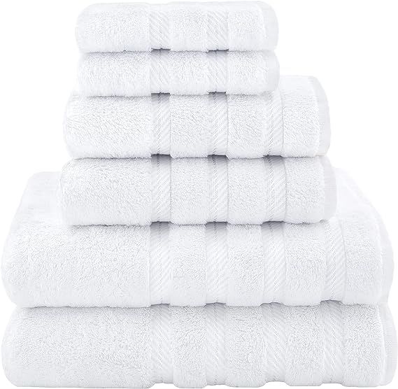 American Soft Linen Luxury 6 Piece Towel Set, 2 Bath Towels 2 Hand Towels 2 Washcloths, 100% Turk... | Amazon (US)