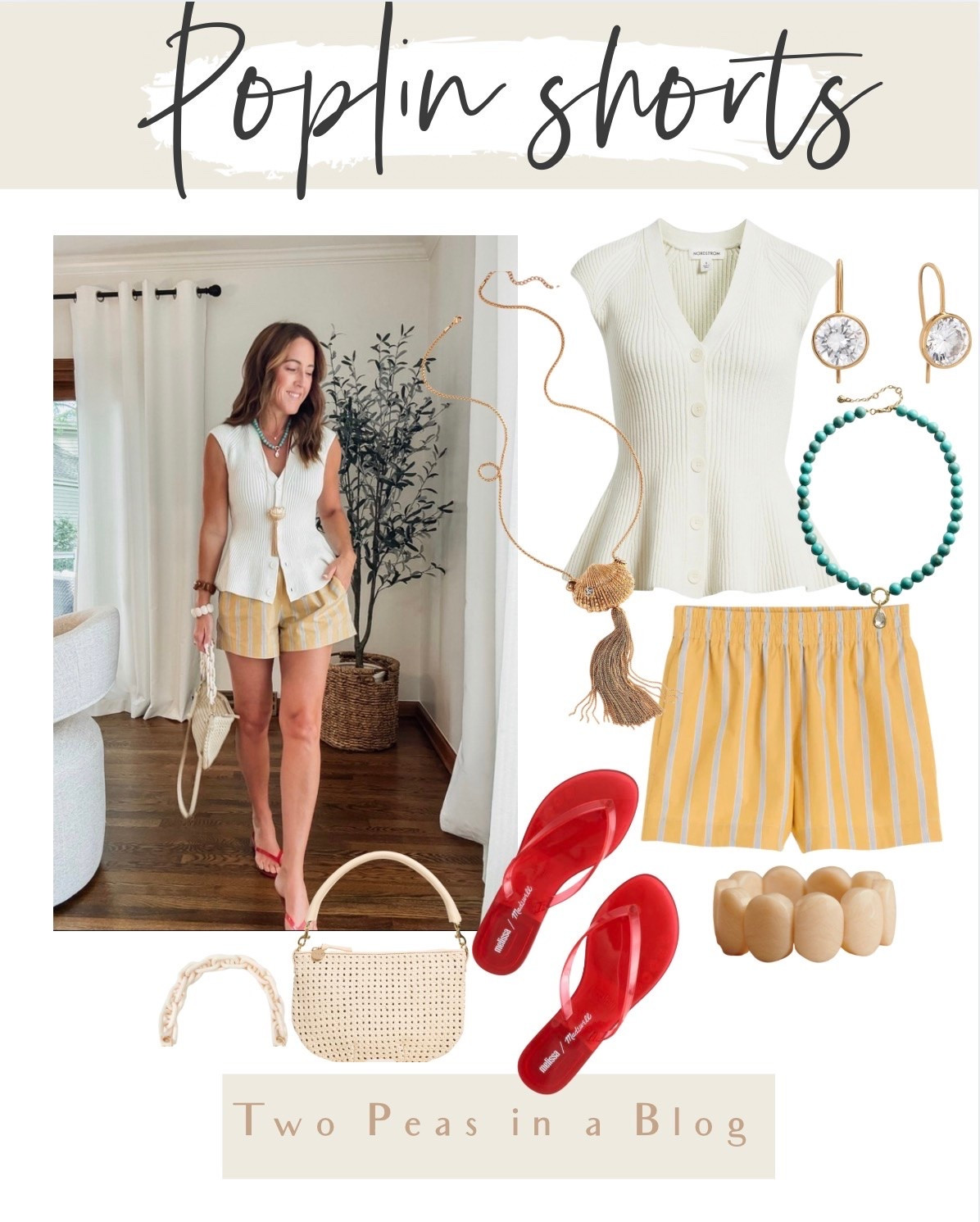 Let’s wear this. Poplin shorts. Lightweight. Effortless but chic. Dress up with a cute little peplum sweater or casual with a basic tank. 
Small here
XS sweater

#LTKOver40 #LTKSeasonal #LTKmomlife