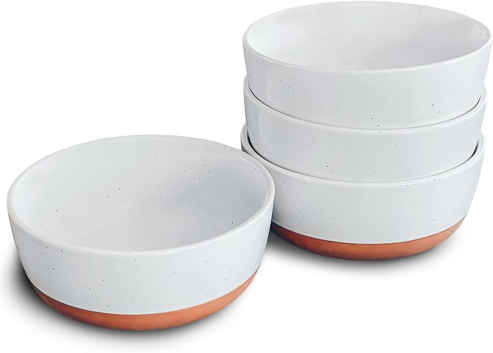 Mora Ceramic Flat Bowls Set of 4-25 oz- For Soup, Salad, Rice, Cereal, Breakfast, Dinner, Serving... | Amazon (US)