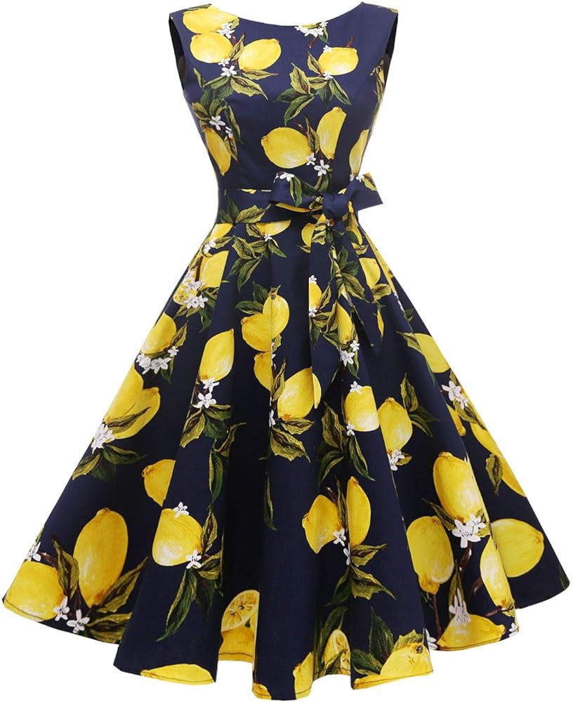 Hanpceirs Women's Boatneck Sleeveless Swing Vintage 1950s Cocktail Dress New | Amazon (US)