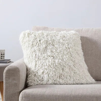 SantaMarina Shag Throw Pillow Mercer41 Color: White | Wayfair North America