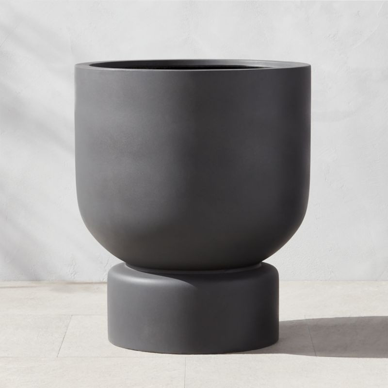 Flatform Modern Dark Grey Cement Indoor/Outdoor Planter Tall + Reviews | CB2 | CB2
