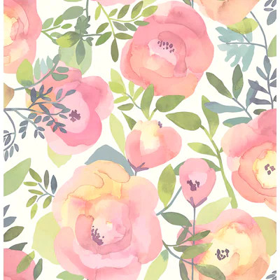 NuWallpaper  30.75-sq ft Pink Vinyl Floral Self-Adhesive Peel and Stick Wallpaper | Lowe's