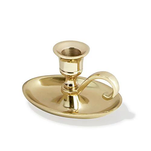 Brass Candlestick Holder for Taper Candles - Traditional Chamberstick Shape with Handle, Metal, F... | Walmart (US)