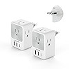 TESSAN 2 Pack Type E F Plug Adapter USB C, Germany France Power Adaptor with 3 USB Charger Ports(... | Amazon (US)
