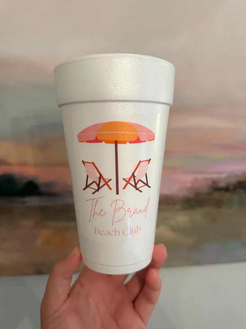 Beach Party Cups, Beach Cups - Foam Cups, Personalized Styrofoam Cups | Etsy (Global)