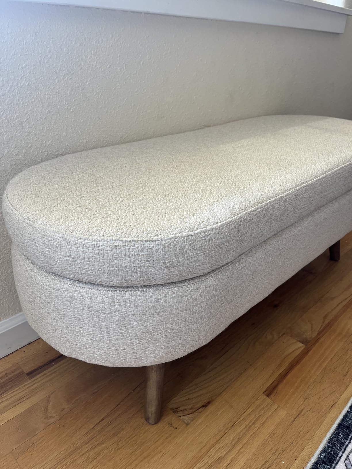 TRIPLE TREE 43.5" Storage Ottoman Bench with 250lb Seating, Linen Upholstered Wood Legs Safety Hi... | Amazon (US)