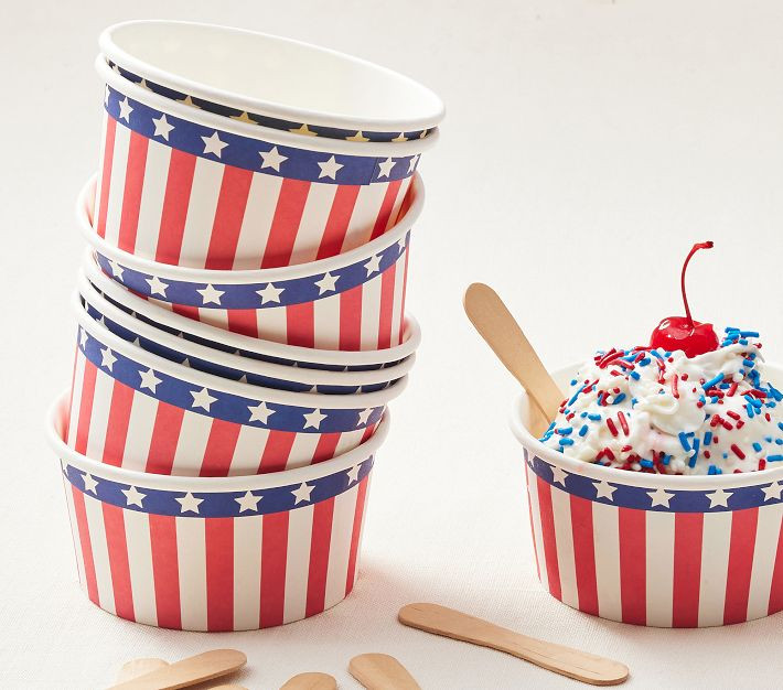Stars & Stripes Paper Ice Cream Bowls, Set of 8 | Pottery Barn Kids