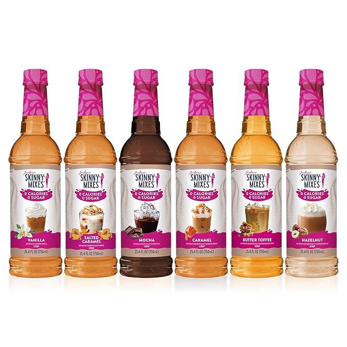 Jordan’s Skinny Mixes Sugar Free Coffee Syrup, 6 Sampler Variety Pack Coffee Flavoring Syrup, Z... | Amazon (US)