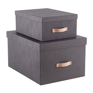 Bigso Black Woodgrain Storage Boxes | The Container Store