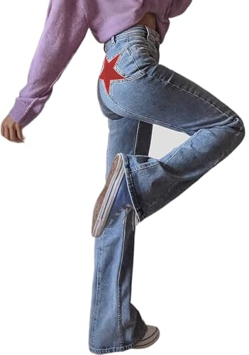 EMMIOL Jeans for Women High Waisted Women's Jeans with Star Patches, Vintage Y2K Denim Pants,Flar... | Amazon (US)