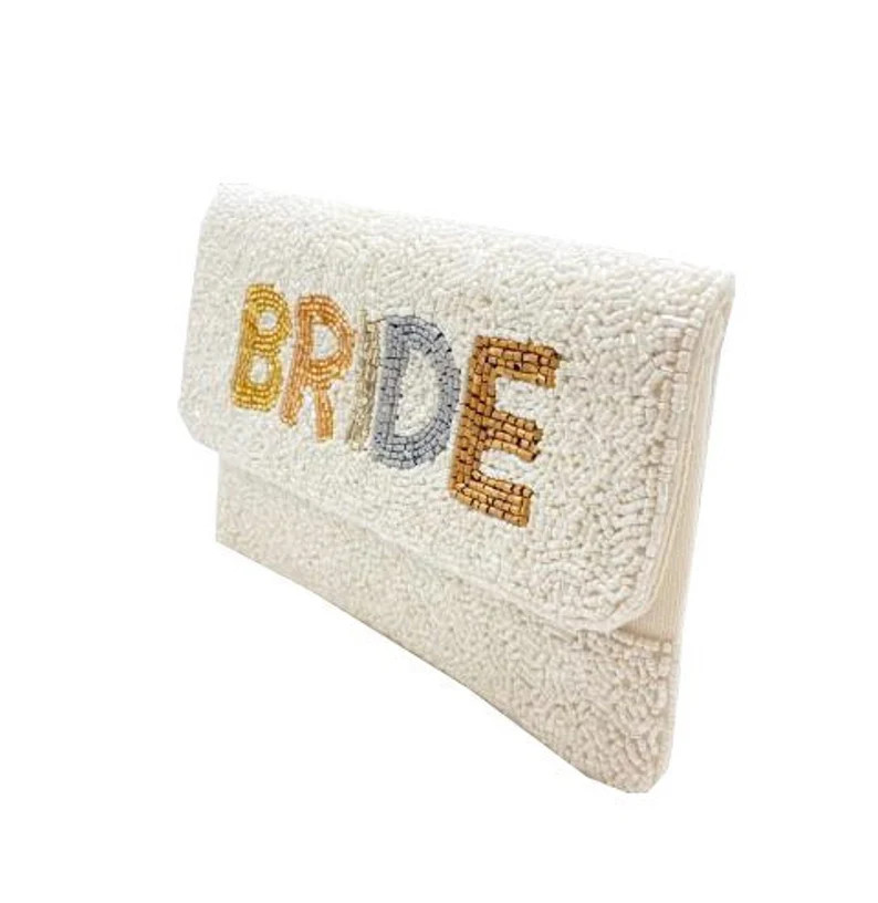 Beaded Bride Clutch Purse / Snap Closure / Chain Shoulder Strap / Seed Beads / Wedding Gift / Uni... | Etsy (US)