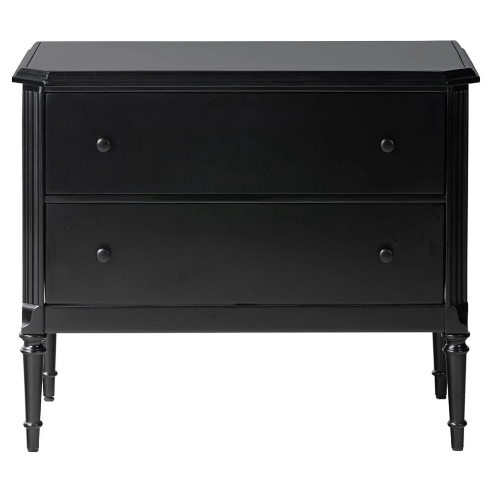 Olivia French Country Matte Black Iron Nightstand | Kathy Kuo Home