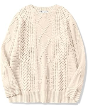 ANRABESS Sweaters for Women Oversized Cable Knit Fall Long Sleeve Crewneck Casual Pullover Sweate... | Amazon (US)