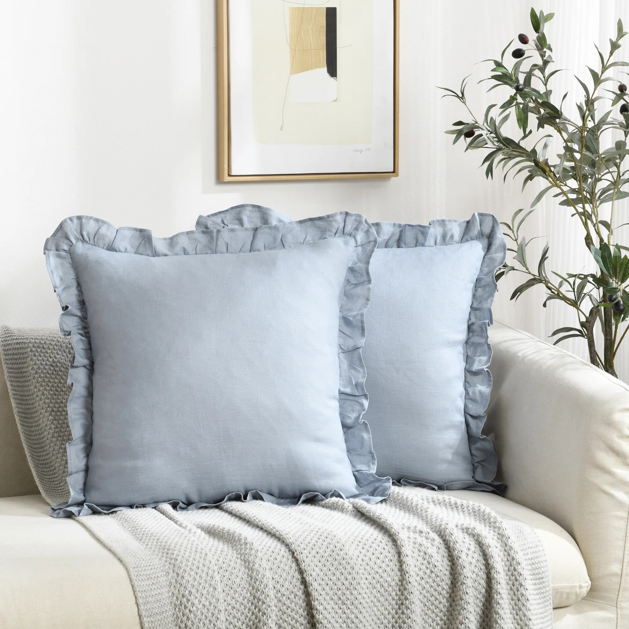 Linen Pleated Ruffled Romantic Fringes Pillow Covers (Set of 2) | Wayfair North America