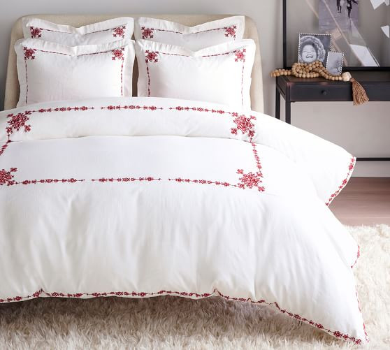Tahoe Embroidered Cotton Duvet Cover | Pottery Barn (US)