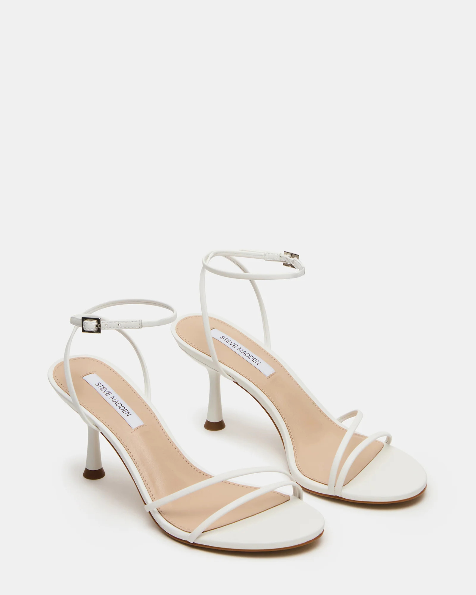 ERAS White Leather Stiletto Round-Toe Ankle Strap Women's Heel | Steve Madden (US)