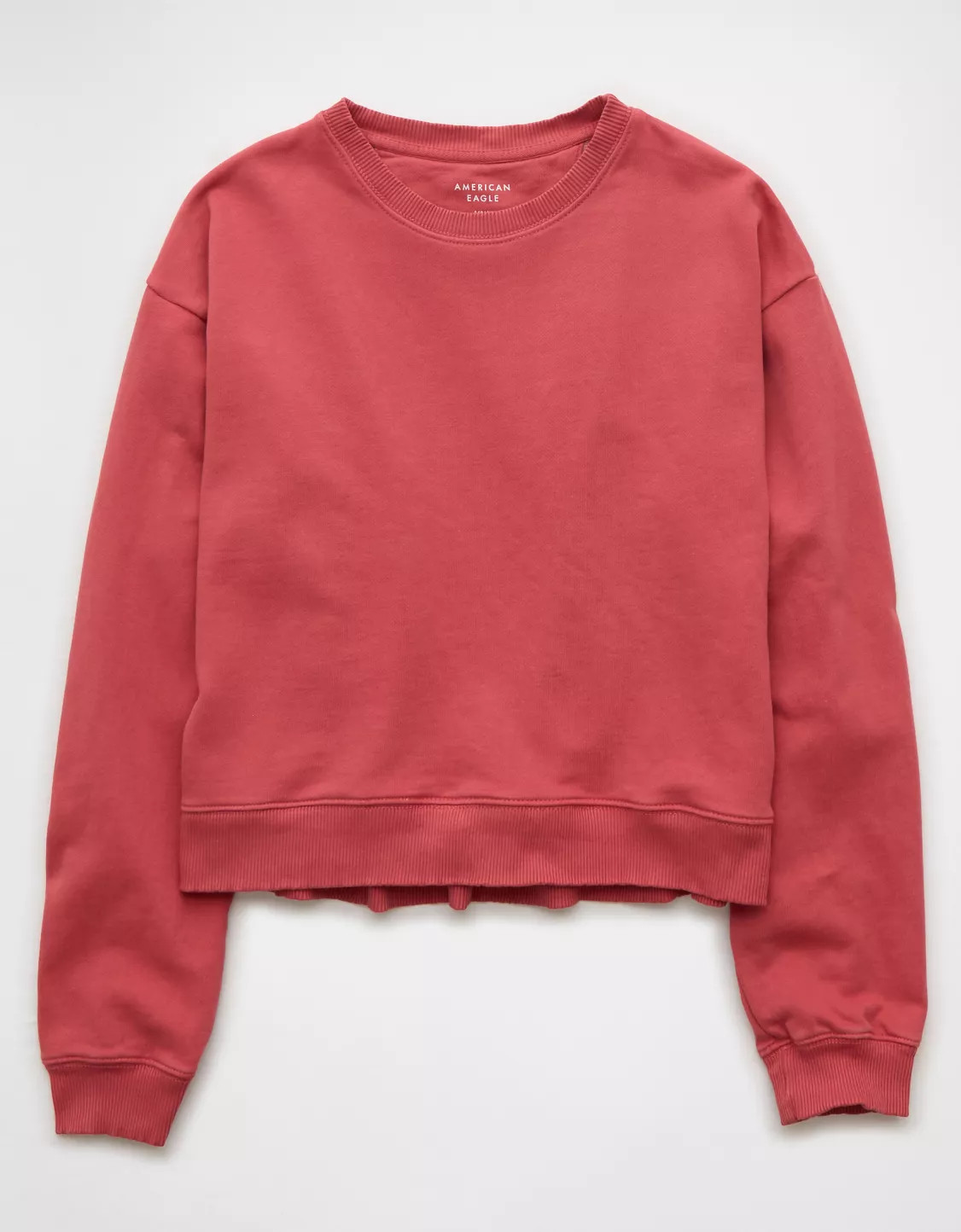 AE Cropped Crew Neck Pullover Sweatshirt | American Eagle Outfitters (US & CA)