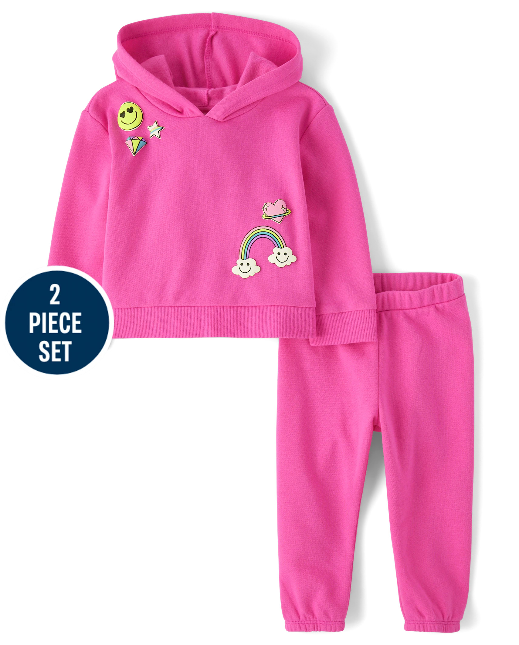 Toddler Girls Rainbow Fleece 2-Piece Outfit Set - pink summer | The Children's Place
