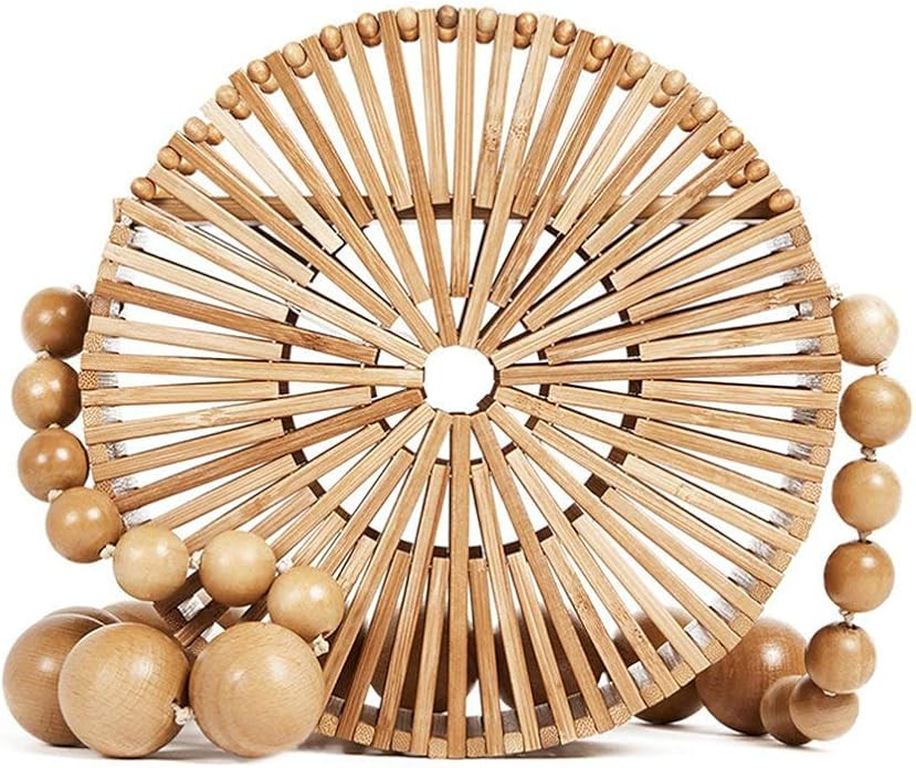 Women Bamboo Purse Handbag Tote Bag by Handmade Straw Natural Basket | Amazon (US)