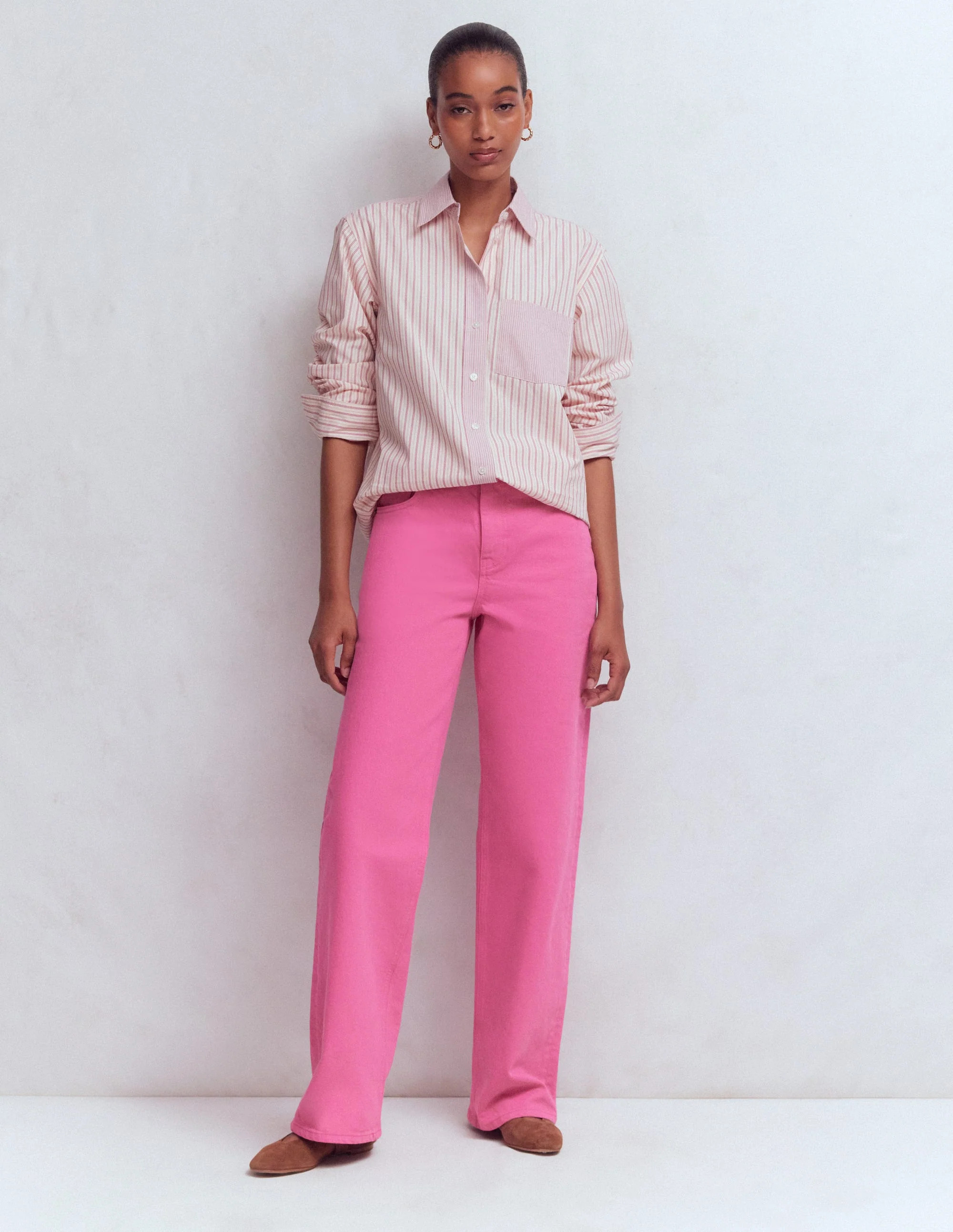 High Rise Column Leg Jeans-Bright Pink | Boden (US)