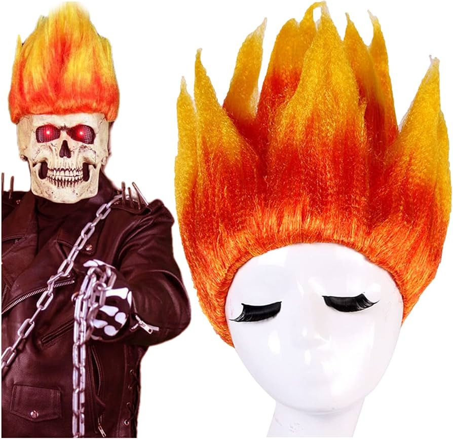 HUNIGIR Flame Costume Wig Pre-Styled Fire Wig Spiky Halloween Cosplay Party Unisex Fun Wig with W... | Amazon (US)
