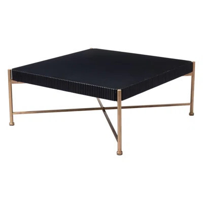 42" Black and Gold Solid Wood and Steel Square Coffee Table | Wayfair North America