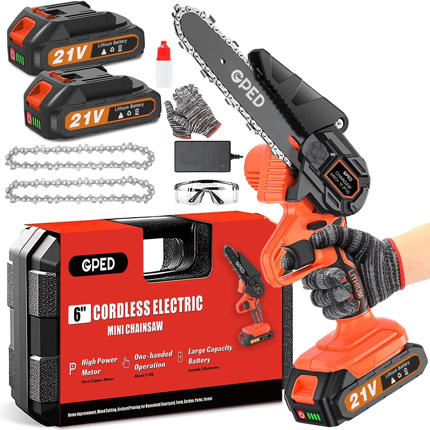 Mini Chainsaw Cordless 6 inch with 2 Battery, Mini Power Chain Saw with Security Lock, Electric C... | Walmart (US)