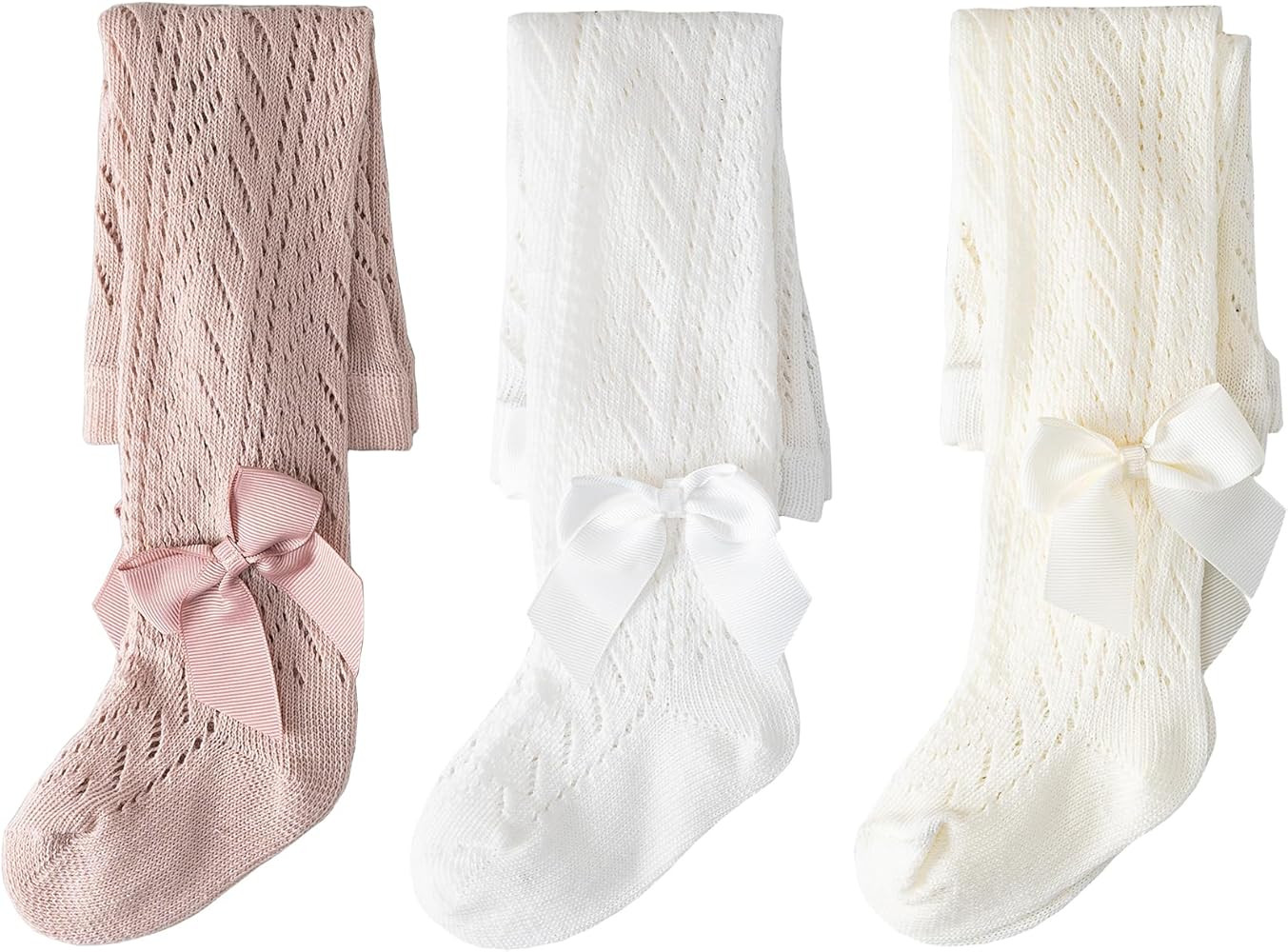 CHUNG Baby Girls Cotton Tights Thin Hollowed Summer with Bowknot Mesh Lace Fashion Toddler Footed... | Amazon (US)