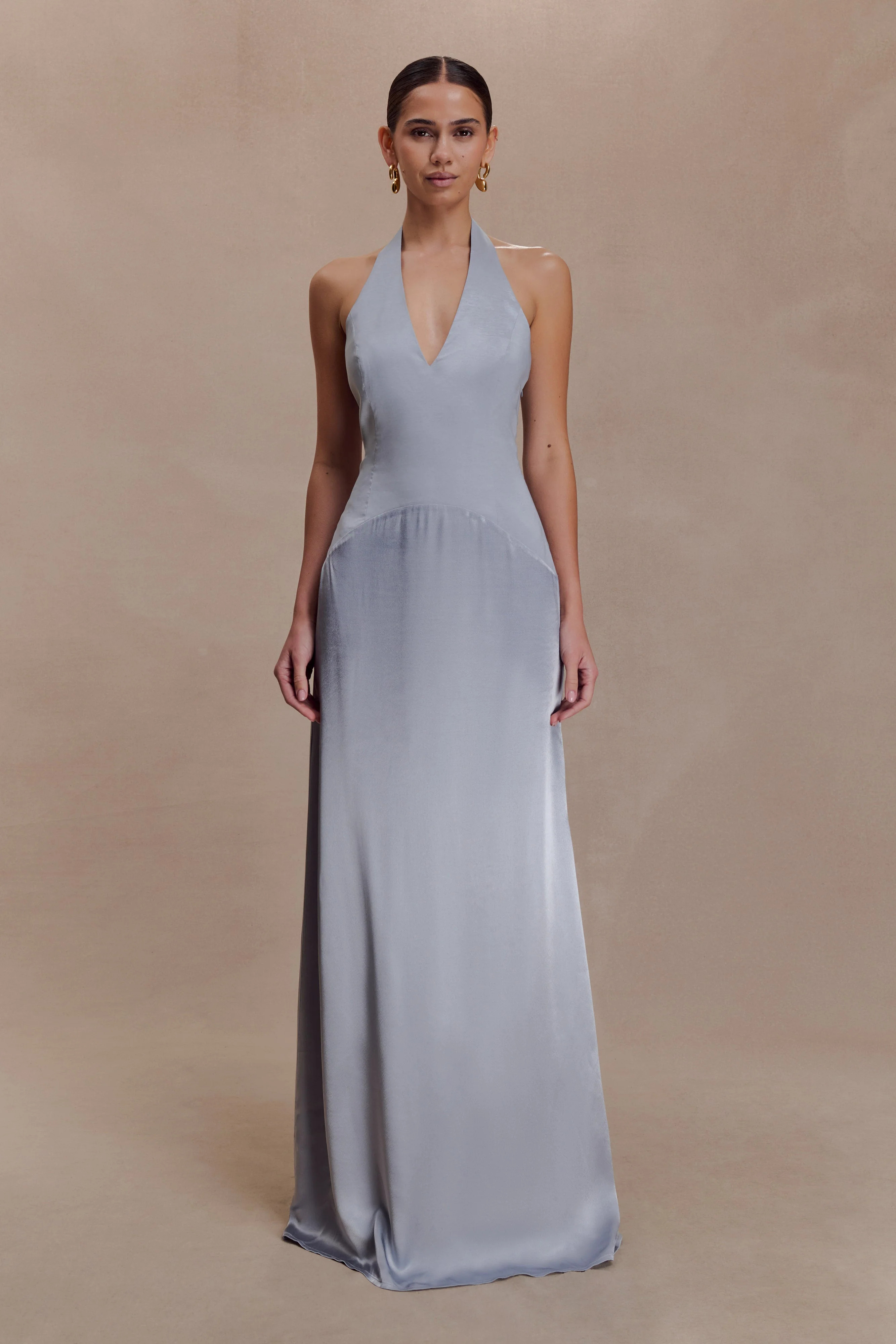 Maura Taffeta And Satin Maxi Dress - Cornflower Blue | Meshki UK