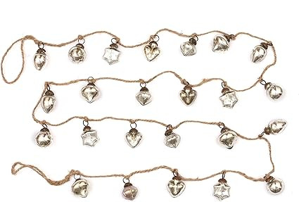 Creative Co-Op Cream/Taupe Embossed Mercury Glass Ornament Garland | Amazon (US)