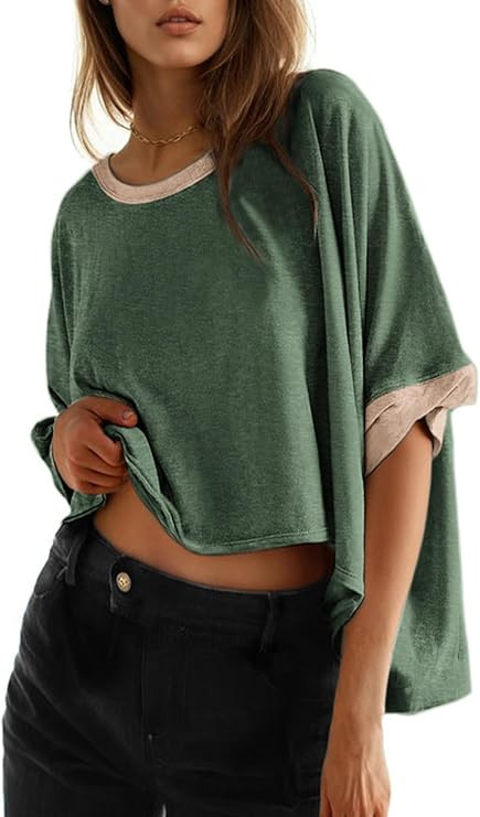 Dokotoo T Shirts Solid Loose Oversized Tops Basic Tee | Amazon (US)