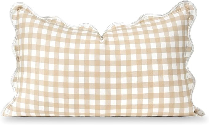 Hofdeco Premium Coastal Hampton Scalloped Patio Indoor Outdoor Lumbar Pillow Cover Only, 12"x20" ... | Amazon (US)