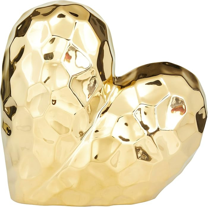 Deco 79 Porcelain Ceramic Heart Decorative Sculpture Dimensional Angled Origami Inspired Home Dec... | Amazon (US)