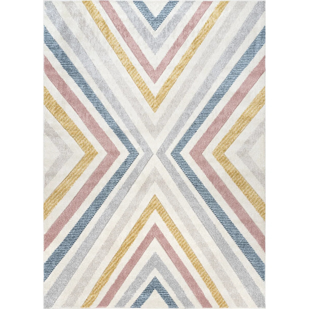 George Oliver Magallanes Contemporary Chevron Power Loom Beige/Pink/Blue/Gray Rug & Reviews | Way... | Wayfair North America