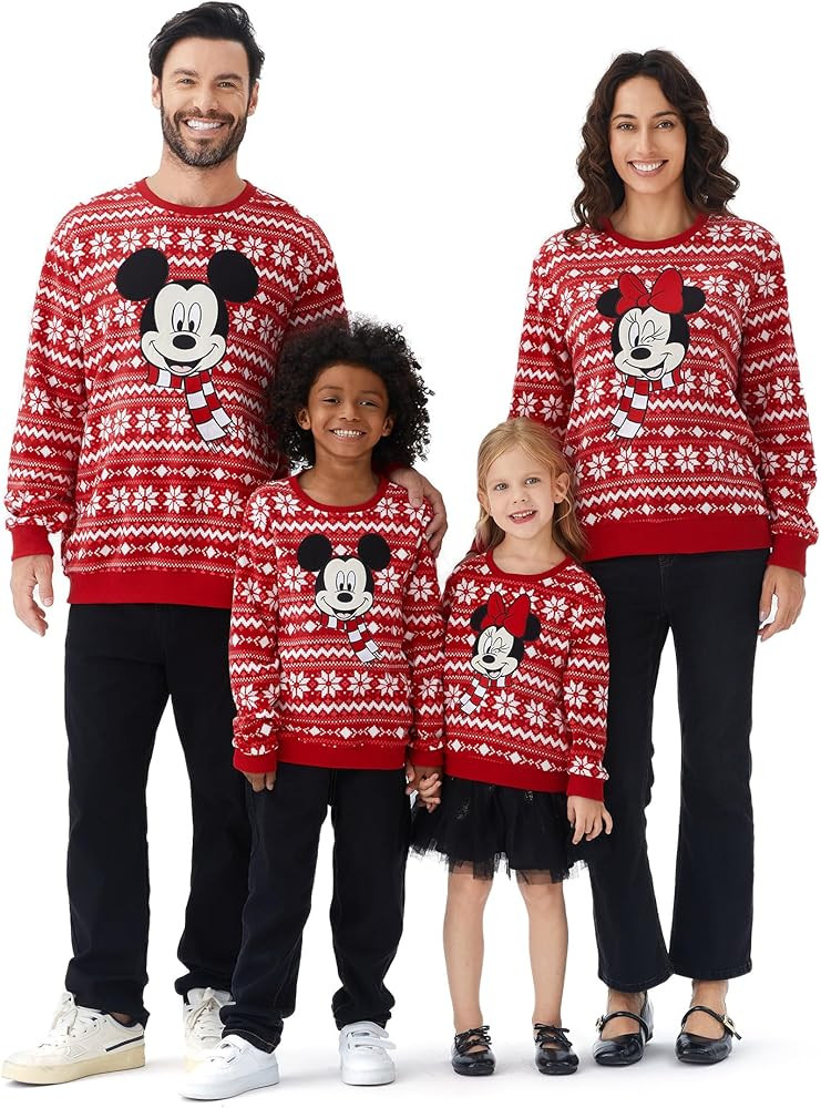 Disney family matching sweatshirt Stitch Mickey Spiderman print long sleeve winter Christmas mom ... | Amazon (US)