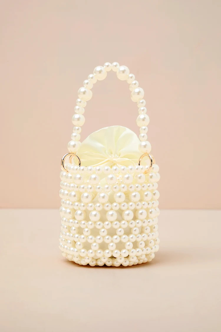 Nicolette White Pearl Crossbody Bucket Bag | Lulus