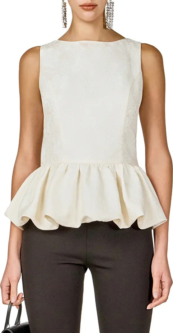 Floral Jacquard Peplum Top | Nordstrom