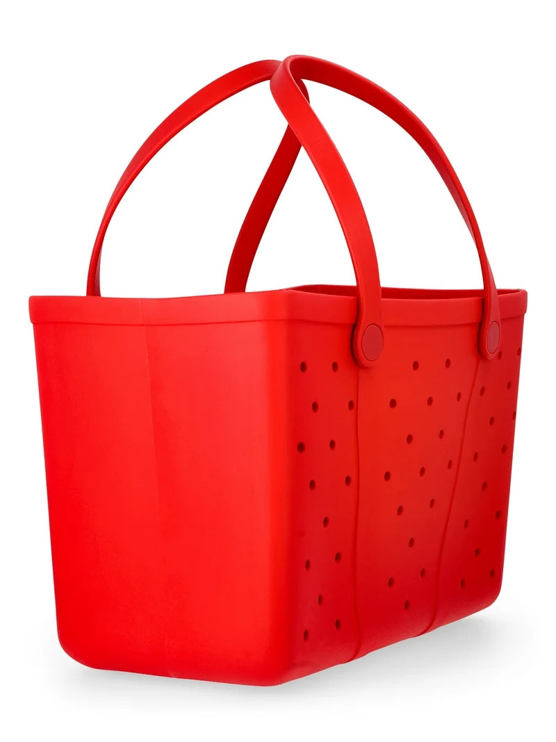 Time and Tru Women's Waterproof EVA Beach Tote Bag, Red | Walmart (US)