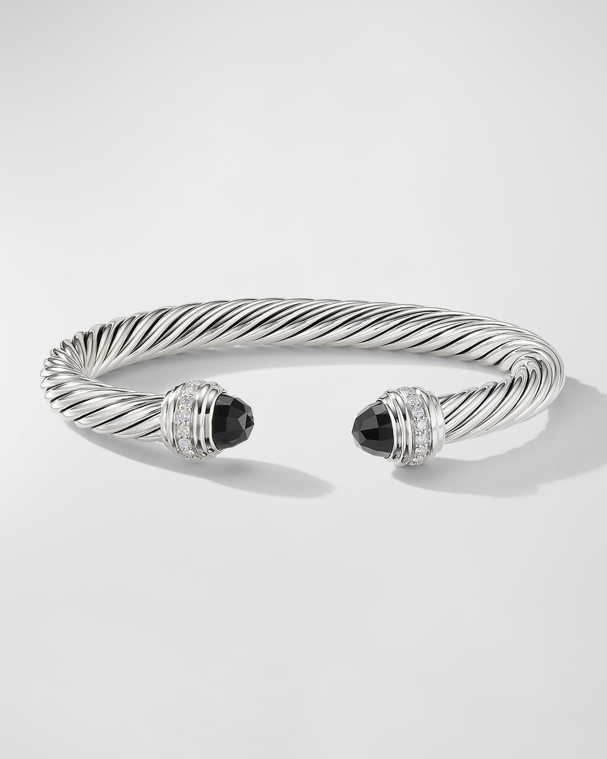 Cable Bracelet with Gemstone and Diamonds in Silver, 7mm | Neiman Marcus